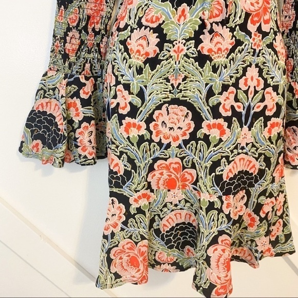 Band Of Gypsies Simone Floral Printed Flared Ruffle Long Sleeve Mini Dress Y2K - Picture 3 of 8
